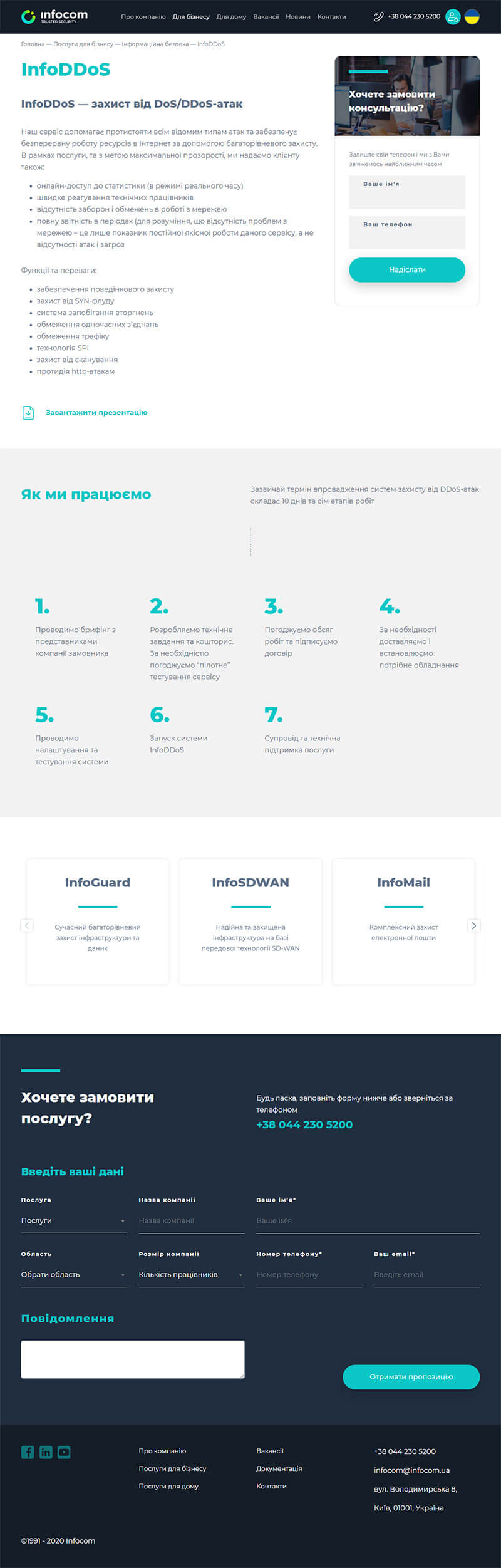 Страница услуги infocom.ua